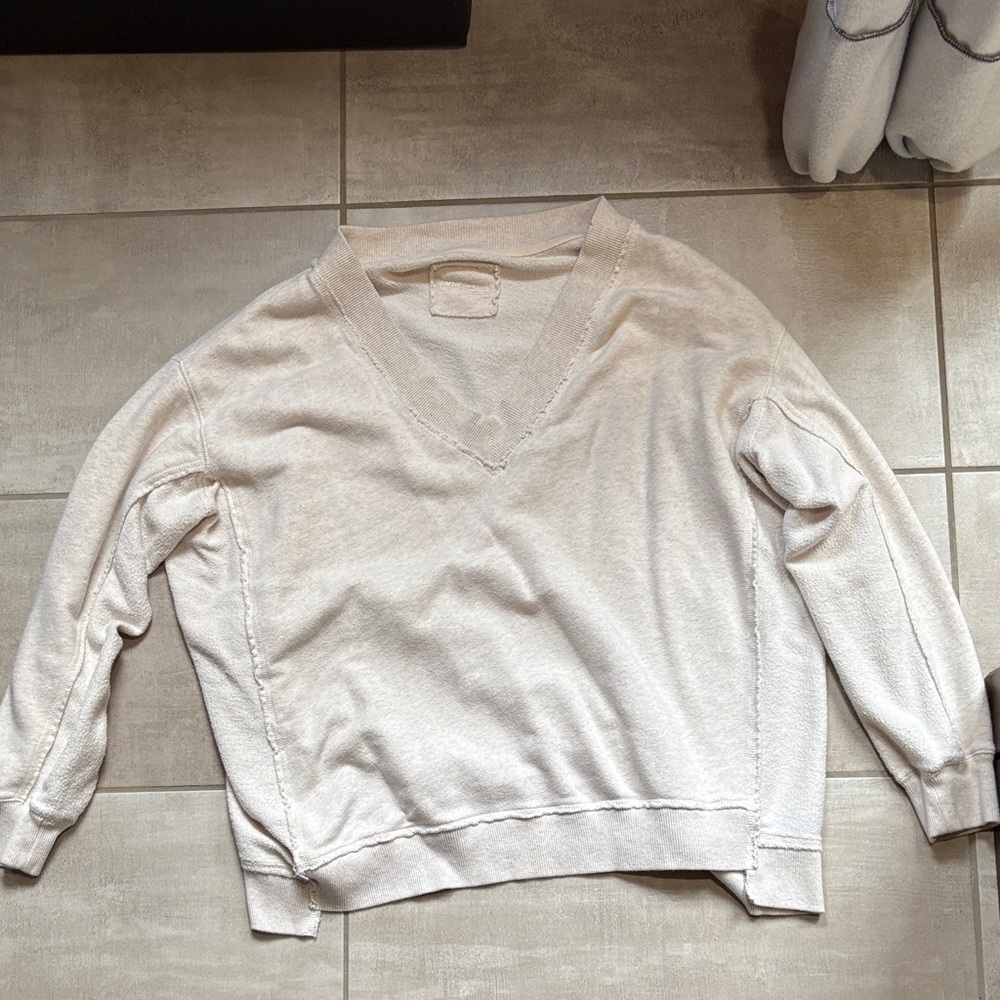 Elegant Cream V-Neck Sweater for Women